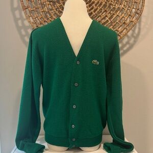 Lacoste Men's Green Button-Up Cardigan